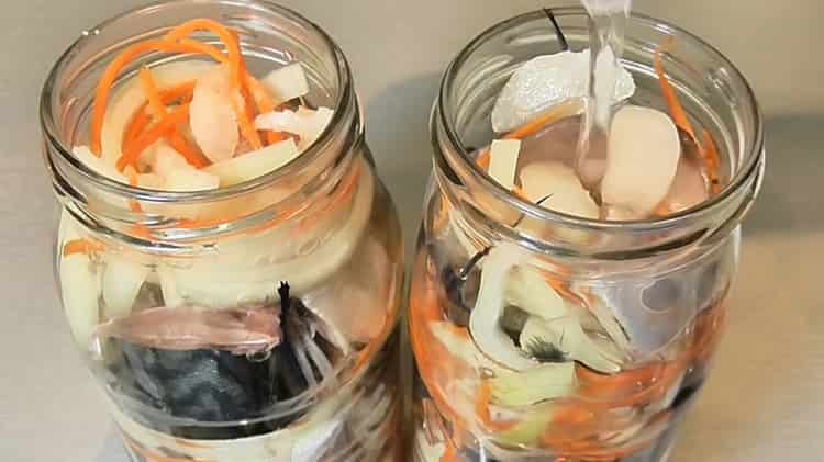 For the preparation of canned fish at home. pour water into a jar