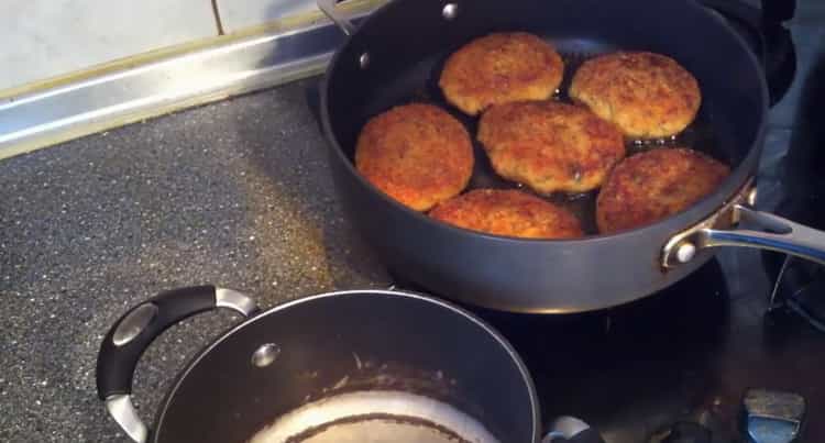 To make fish cutlets, sauté minced meat