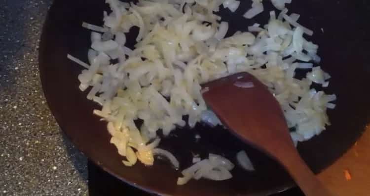 To make fish cutlets, fry the onions