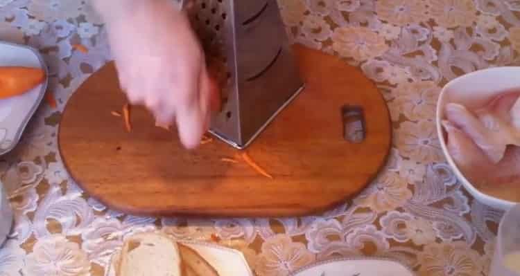 To prepare fish cutlets, grate carrots