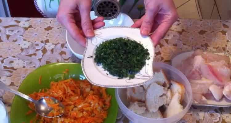 To make fish cutlets, cut greens