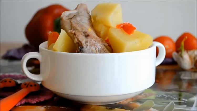 Rabbit in a slow cooker according to a step by step recipe with photo