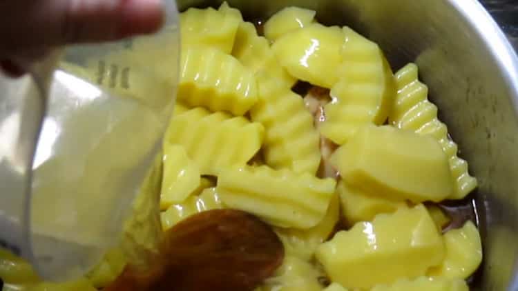 To make the rabbit stew with vegetables, add the broth