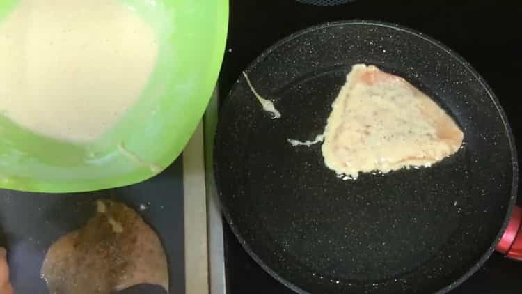 To cook the breast in batter, fry the meat