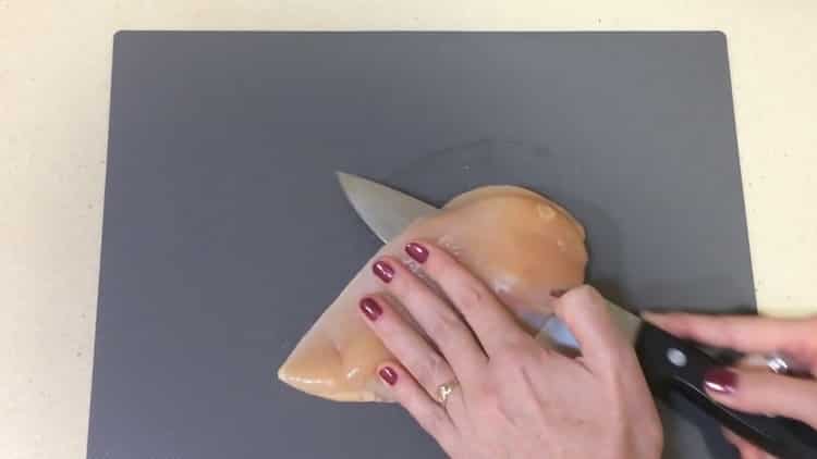 To prepare the breast in batter, chop the meat