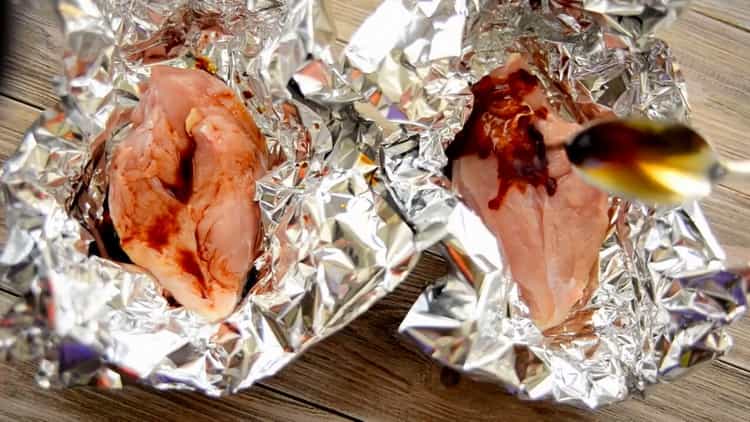 To prepare chicken breast in foil in the oven, prepare spices