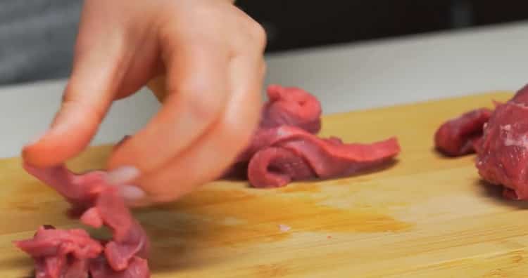 To prepare beef lagman, prepare the ingredients