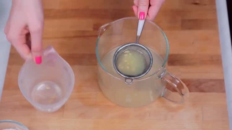 To make lemonade at home, strain the juice