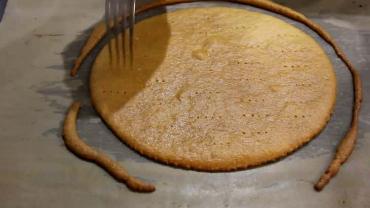 To make a honey cake with sour cream, bake the cake