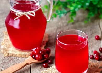 Cranberry fruit drink according to a step by step recipe with photo