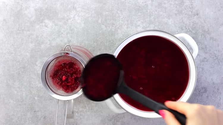 Strain the ingredients for the fruit drink