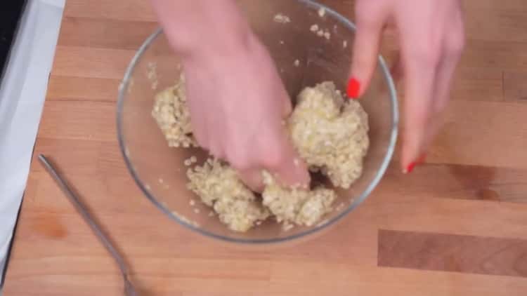 To make oatmeal cookies, prepare the dough
