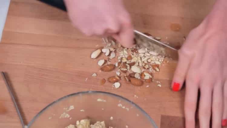 To make oatmeal cookies, chop nuts