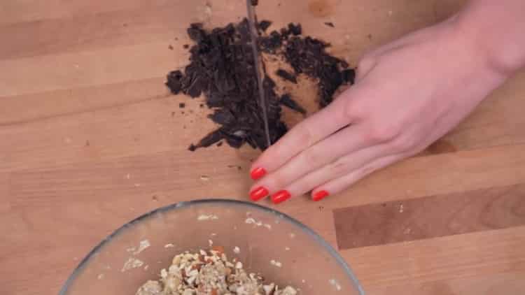 To make oatmeal cookies, chop the chocolate