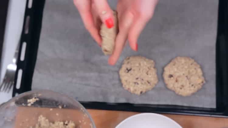 To make oatmeal cookies, prepare a baking sheet