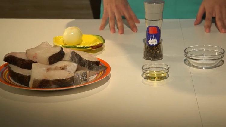 To prepare halibut in the oven, cut all the ingredients