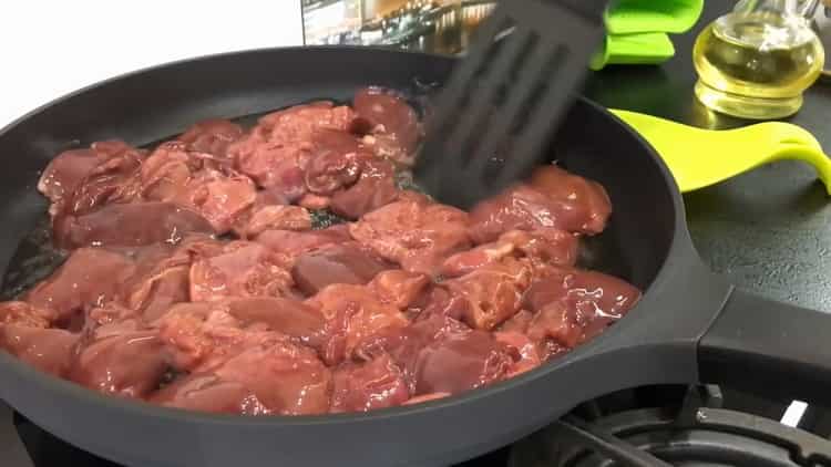 To make chicken liver pate, fry the ingredients
