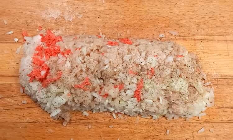 To make pike dumplings, cook minced meat