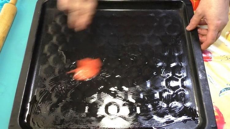 To make cookies on margarine, grease a baking sheet