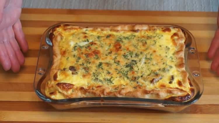 Delicious mushroom pie in the oven is ready