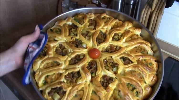 Pie with meat in the oven - very beautiful and delicious