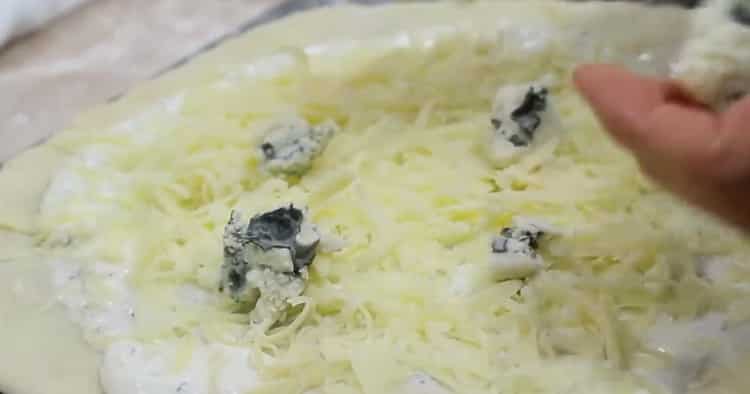 To make 4 cheese pizza, prepare cheese