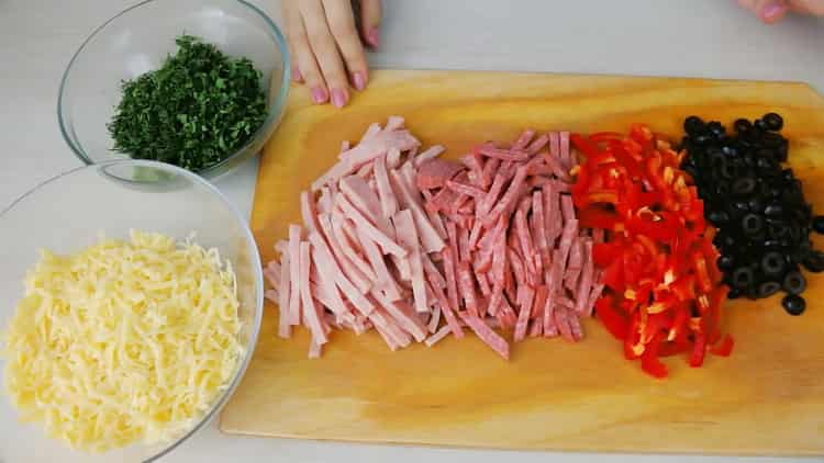 To make pizza without yeast, cut the filling