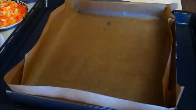 For baking pizza, prepare a baking sheet