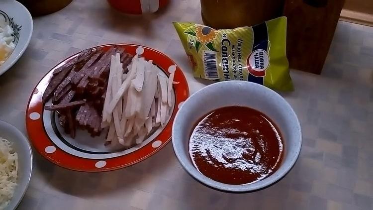 To make pizza with mushrooms and cheese, make the sauce