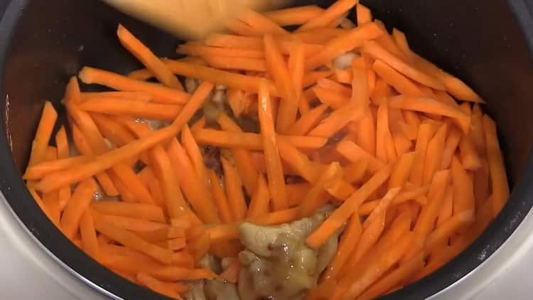 To cook pilaf in a slow cooker with chicken, fry all the ingredients