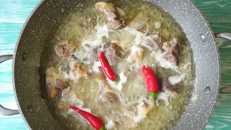 To cook pilaf, add pepper