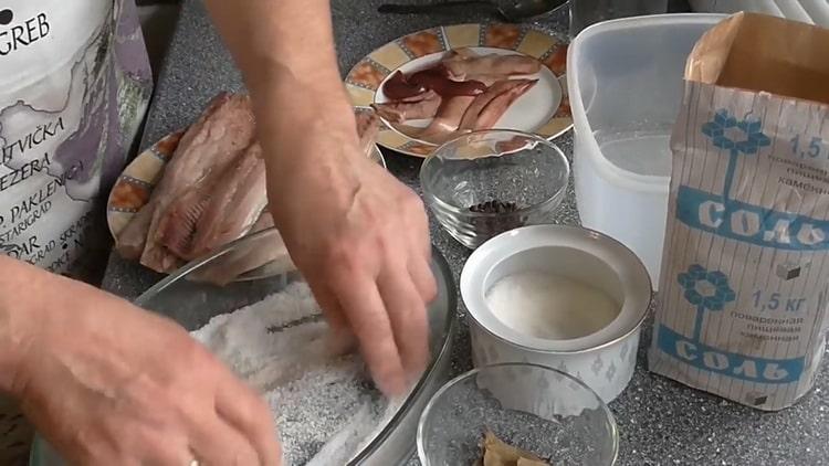 For salting herring, prepare salt