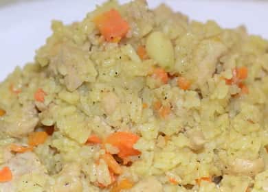 Pilaf with chicken in a cauldron according to a step by step recipe with photo