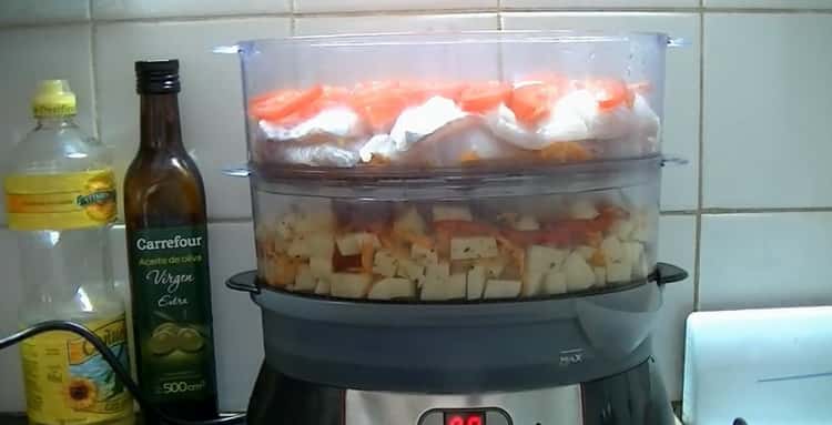 For cooking fish in a double boiler. prepare all the ingredients