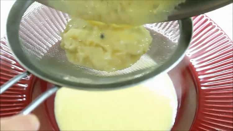 To prepare fish in a creamy sauce, strain the sauce