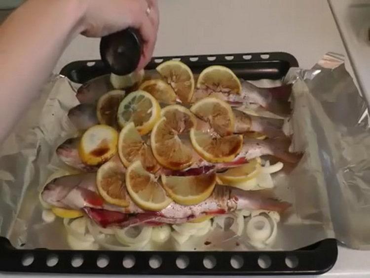 Pour soy sauce to cook char