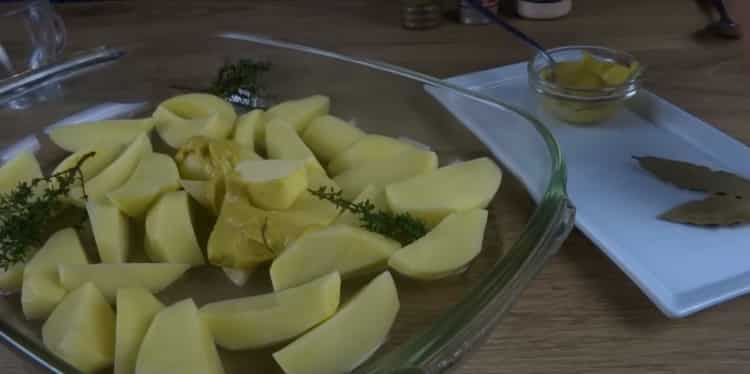 To cook fish and potatoes in the oven, add rosemary