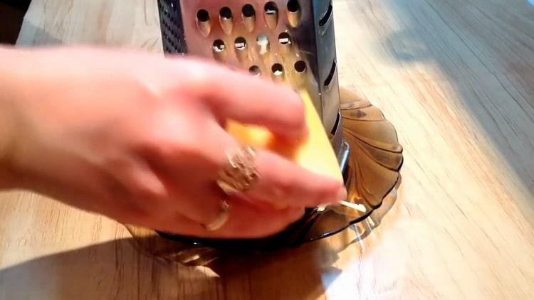 To make salmon steaks, grate cheese