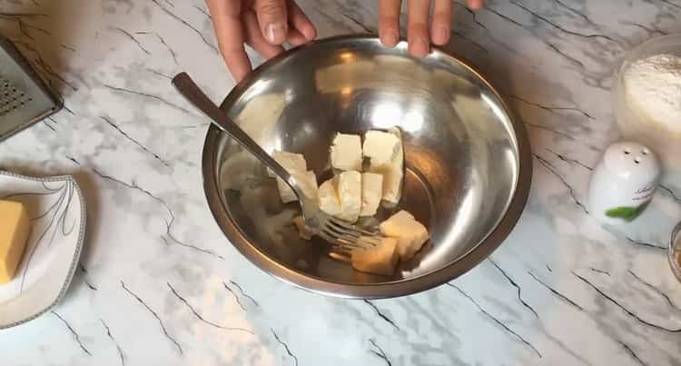 To make cheese biscuits, prepare the ingredients