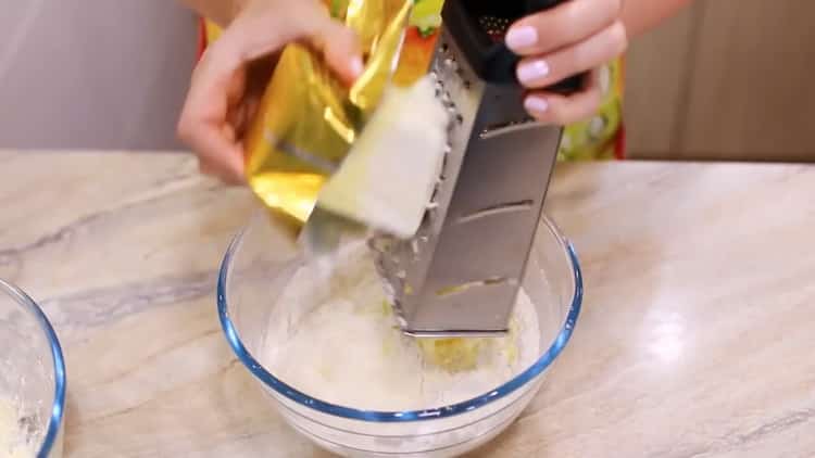 To prepare cottage cheese cookies, goose paws grate oil