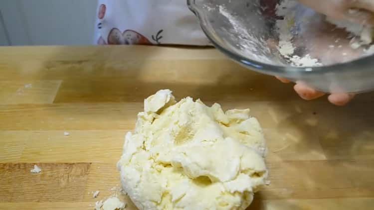 To make curd cookies, knead the dough