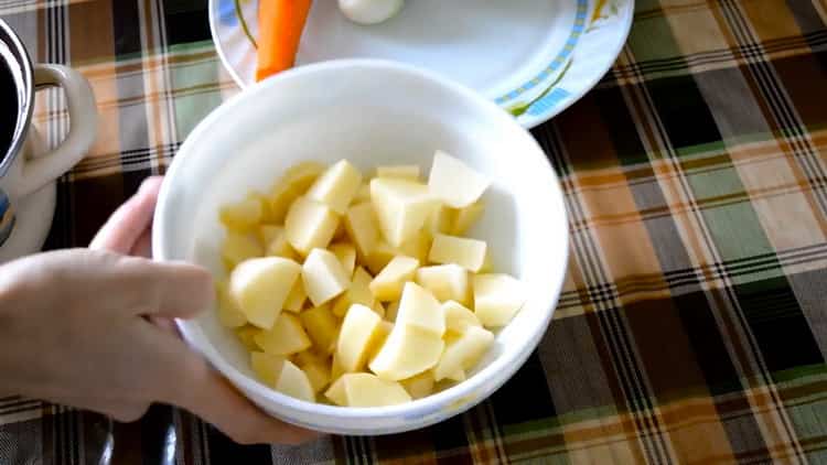 To prepare stewed cabbage with potatoes, prepare the ingredients