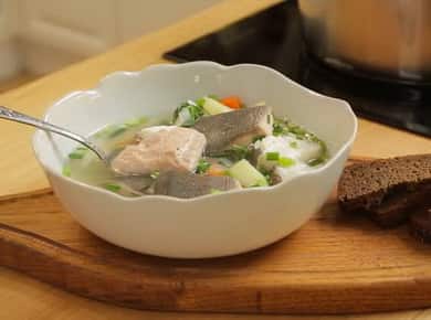 Kamchatka ear of pink salmon and halibut - a very tasty recipe