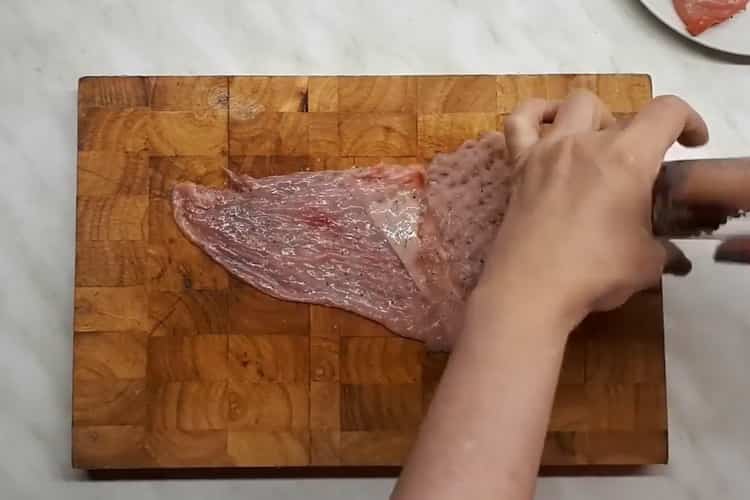 To prepare the rabbit fillet according to the recipe for cooking, you need to salt the meat