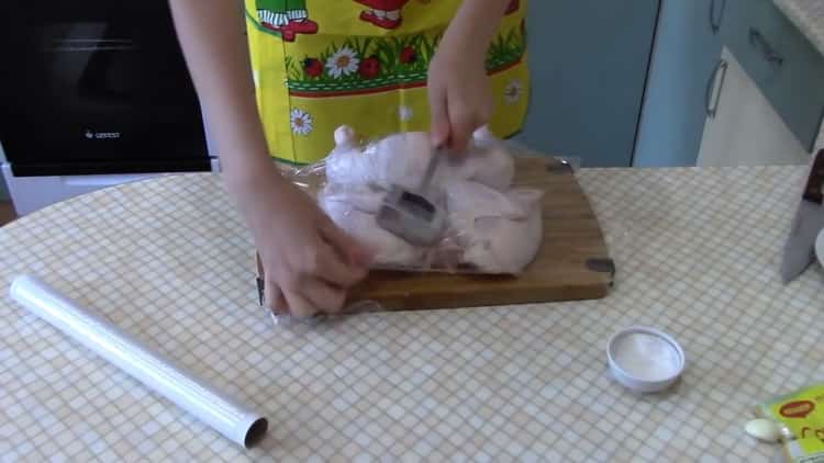 To cook chicken tobacco in the oven according to a simple recipe. beat the meat