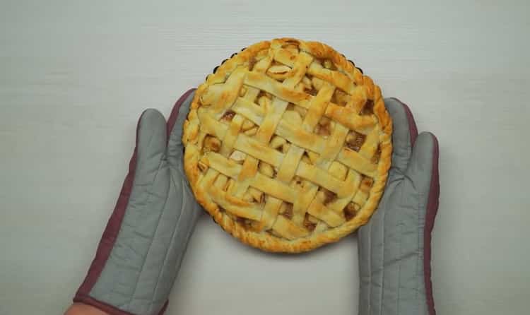 Delicious apple pie in the oven is ready