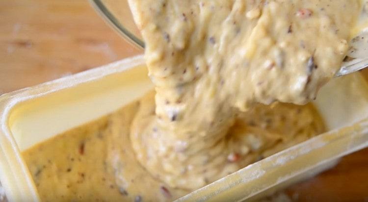 Pour the dough into a mold and send it to the oven.