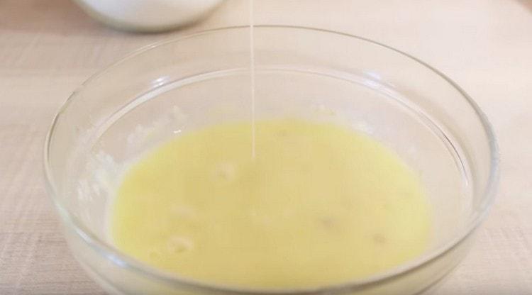 Beat everything with a whisk.