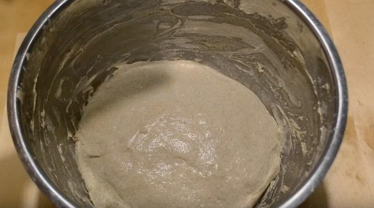 Stir the dough until smooth and leave it to rise.