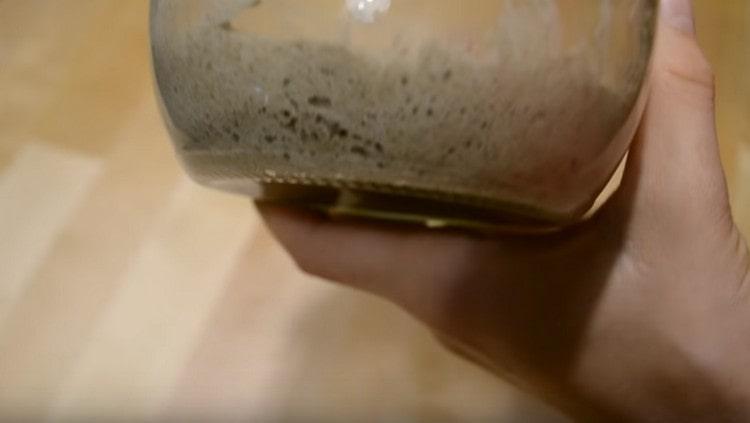 The next morning the sourdough fermented.